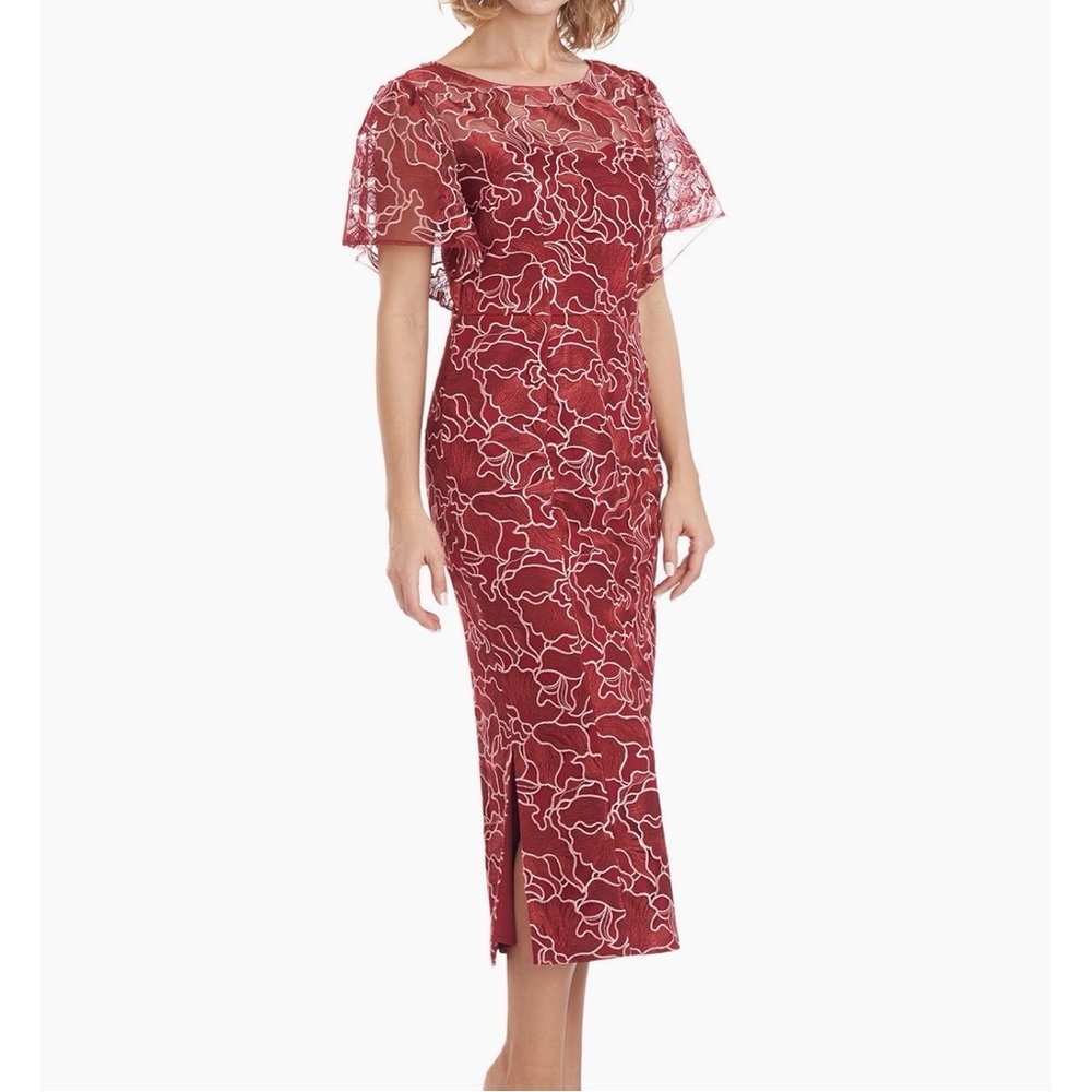 NWT JS Collections Burgundy Lace Midi Dress       Size 6